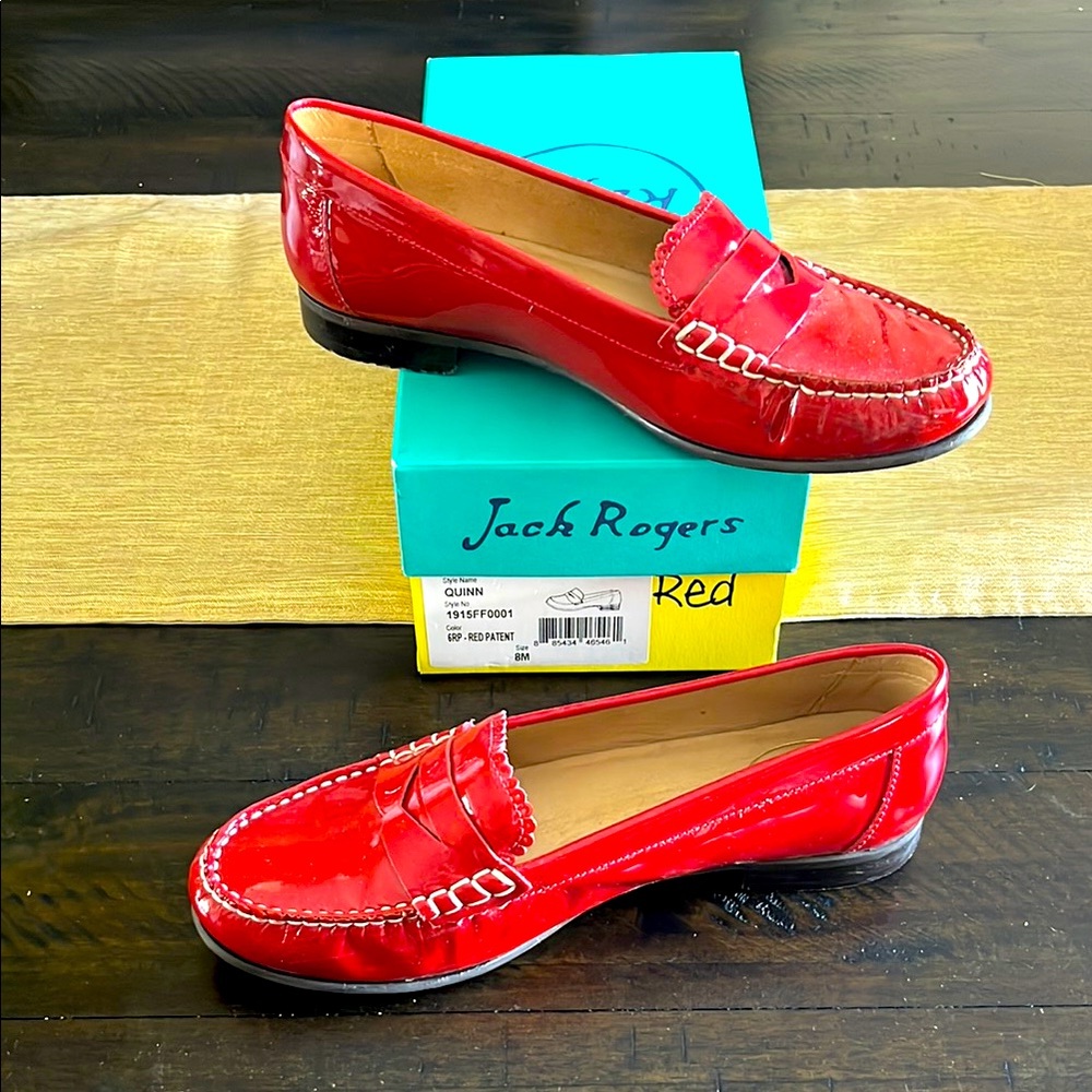 Jack Rogers Red Patent Leather Flats Size 8